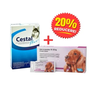 Pachet deparazitare internă și externă câini talie medie – Cestal + Fiprin Dog M