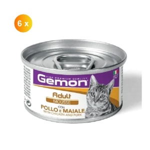 1022 Gemon c mousse pentru pisici sterilizate, cu pui si porc 85gr x 6buc