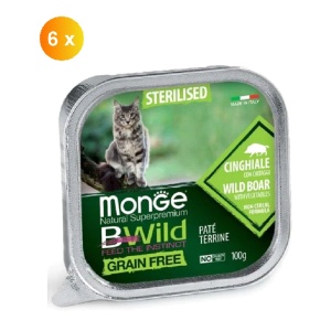 Monge B-Wild hrana umeda fara cereale pentru pisici sterilizate cu mistret si legume 100g x 6buc - 2904