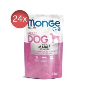 Monge Grill hrană umedă pentru câini adulți, porc, plic 100 g – 3147 x 24 buc