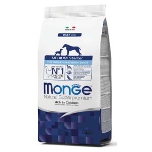 Monge Starter hrana uscata pentru catei si catele in lactatie de talie medie cu pui 15 kg - 6194