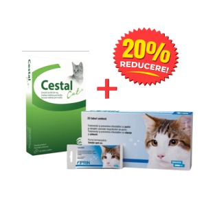 Pachet deparazitare internă și externă pisici – Cestal + Fiprin Cat
