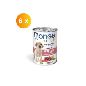 Monge Fresh hrană umedă pentru căței, vițel și legume bucăți în aspic 400 g x 6 buc - 4441