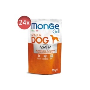 Monge Grill hrană umedă pentru câini seniori, rață, plic 100 g – 3185 x 24 buc