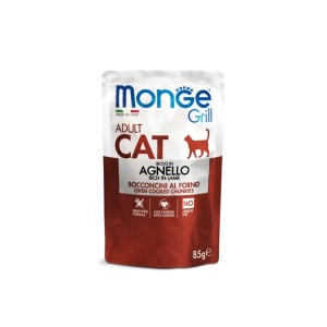 Monge Grill hrană umedă pentru pisici adulte, miel, plic 85 g – 3628