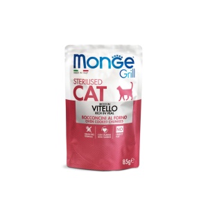 Monge Grill hrană umedă pentru pisici sterilizate, vițel, plic 85 g – 3642