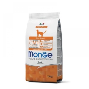 Monge hrană uscata monoproteică pentru pisici adulte sterilizate, rață 1,5 kg – 1952