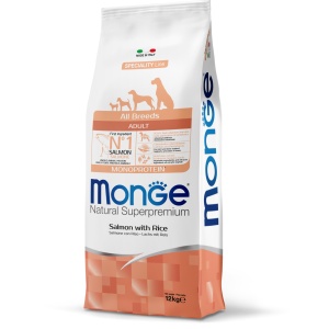 Monge hrană uscată pentru câini adulți, somon și orez 12 kg – 1303