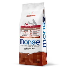 Monge hrană uscată pentru căței mini, miel și orez 7,5 kg – 1075