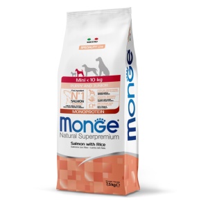 Monge hrană uscată pentru căței mini, somon și orez 7,5 kg – 1068