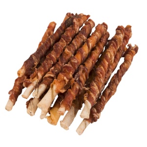 Batoane din piele de vacă învelite în carne de bivol pentru caini 80701