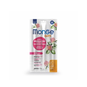 Monge Gift Sticks pentru pisici adulte, recompense pentru susținerea sănătății pielii cu cod și trifoi roșu, 15 g - 5274