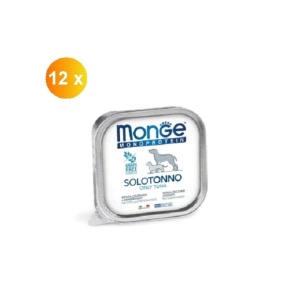 Monge hrană umedă monoproteică pentru câini adulți, ton 100% pate 150 g – 4168 x 12 buc
