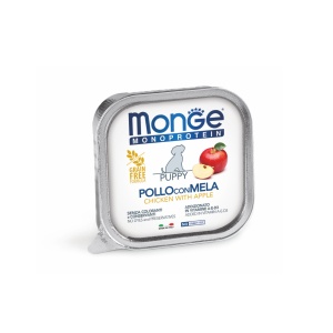 Monge hrană umedă monoproteică pentru căței, pui și măr pate 150 g – 4380