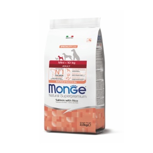 Monge hrană uscată pentru câini adulți mini, somon și orez 2,5 kg – 1570