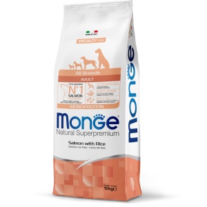 Monge hrană uscată pentru căței Puppy&Junior, somon și orez 12 kg – 1211
