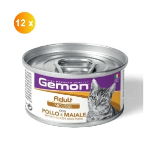 1022 Gemon c mousse pentru pisici sterilizate, cu pui si porc 85gr x 12buc