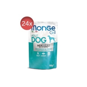 Monge Grill hrană umedă pentru câini adulți, cod, plic 100 g – 3130 X 24 buc