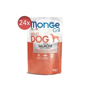 Monge Grill hrană umedă pentru câini adulți, somon, plic 100 g – 3123 x24 buc