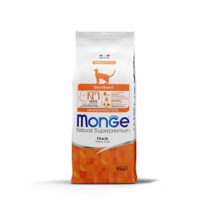 Monge hrană uscată monoproteică pentru pisici sterilizate, rață 35/12, 10 kg – 6281