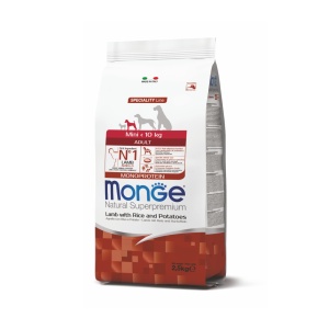 Monge hrană uscată pentru câini adult mini, miel, orez și cartofi 2,5 kg – 1549