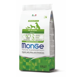 Monge hrană uscată pentru câini adulți, iepure, orez și cartofi 2,5 kg – 1114