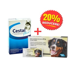 Pachet deparazitare internă și externă câini talie foarte mare – Cestal + Fiprin Dog XL