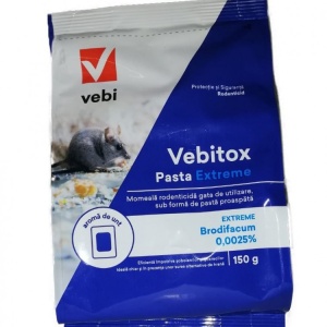 Vebitox pasta extreme , pentru combaterea șoarecilor și șobolanilor 150 g (albastru)