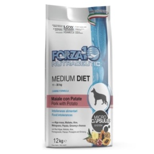 F10 hrană uscată dietetică pentru câini adulți medium, porc și cartofi 12 kg