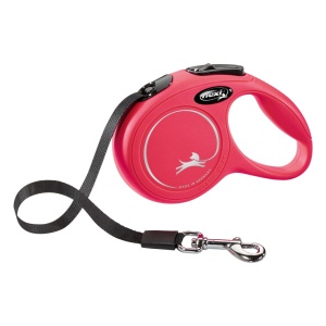 Lesă retractabila pentru caini , S , 5 m , Rosu