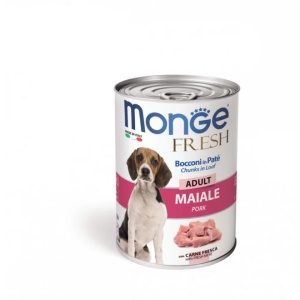 Monge Fresh hrană umedă pentru câini adulți, porc bucăți în aspic 400 g – 4465
