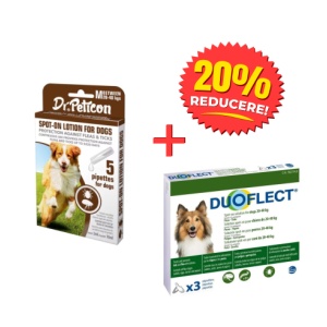 Pachet deparazitare externă câini talie medie – Dr. Peticon M + Duoflect M