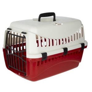 Cușcă pentru transportul animalelor mici, din plastic, Crem/Bordo 45 x 30 x 30 cm 81348