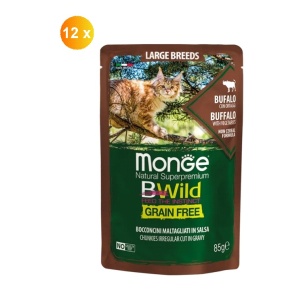 Monge BWild hrană umedă pentru pisoi si pisici adulte de talie mare, bizon si legume 85g x 12buc - 2751