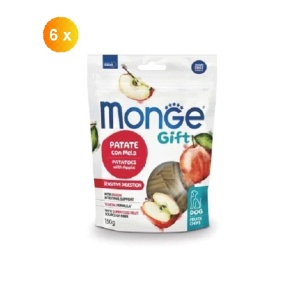 Monge Gift Fruit Chips pentru câini adulți, recompense pentru digestie sensibilă, cartofi și măr 150g x 6 buc - 5786