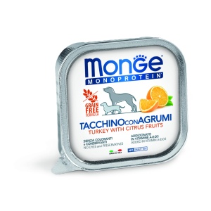 Monge hrană umedă monoproteică pentru câini adulți, curcan și citrice pate 150 g – 4397