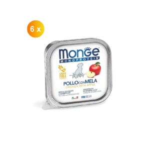 Monge hrană umedă monoproteică pentru căței, pui și măr pate 150 g – 4380 x 6 buc