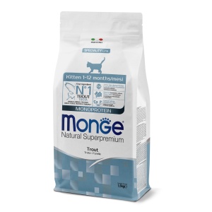 Monge hrană uscată monoproteică pentru pisoi, păstrăv 1,5 kg – 5500