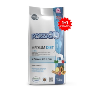 F10 hrană uscată dietetică pentru câini adulți de talie medie, pește 1,5 kg