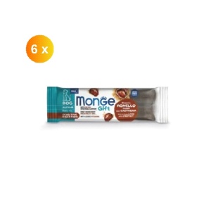 Monge Gift pentru câini adulți, recompense pentru digestie sensibilă cu miel și castane 40 g – 5519 x 6buc