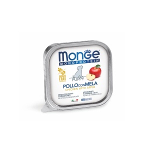 Monge hrană umedă monoproteică pentru căței, pui și măr pate 150 g – 4380 x 24 buc