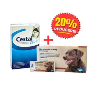 Pachet deparazitare internă și externă câini talie mare – Cestal + Fiprin Dog L