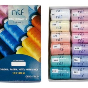 Комплект конци NTF 120 – 12 × 1000 м Микс 1 Candy | Полиестерни шевни конци