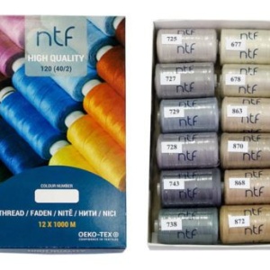 Комплект конци NTF 120 – 12 × 1000 м Микс 2 Winter | Полиестерни шевни конци