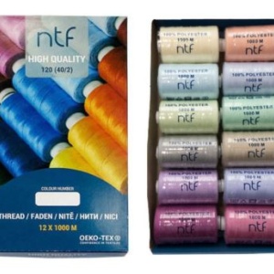 Комплект конци NTF 120 – 12 × 1000 м Микс 9 Pastel | Полиестерни шевни конци