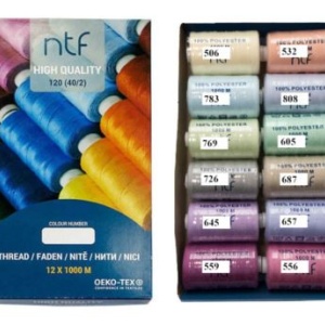 Комплект конци NTF 120 – 12 × 1000 м Микс 9 Pastel | Полиестерни шевни конци - Img 2