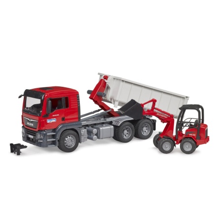 Bruder camion Man TGS cu container roll off si incarcator compact Schaffer
