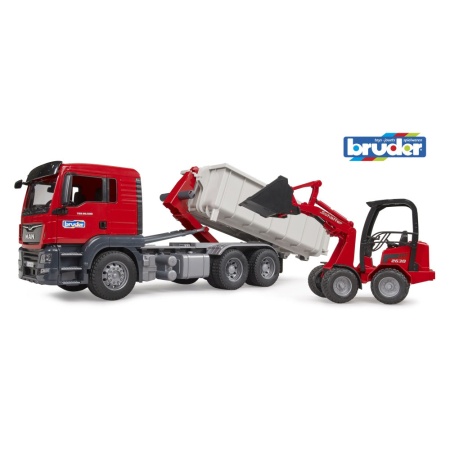 Bruder camion Man TGS cu container roll off si incarcator compact Schaffer - Img 2