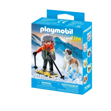 Playmobil - Figurina drumet cu animalut de colectie caine Saint Bernard - Img 3