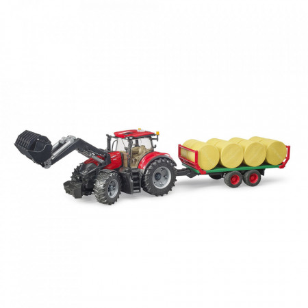 Bruder - Tractor Case Ih Optum 300 Cvx Cu Incarcator Frontal Si Remorca Transport Cu 8 Baloti - Img 4